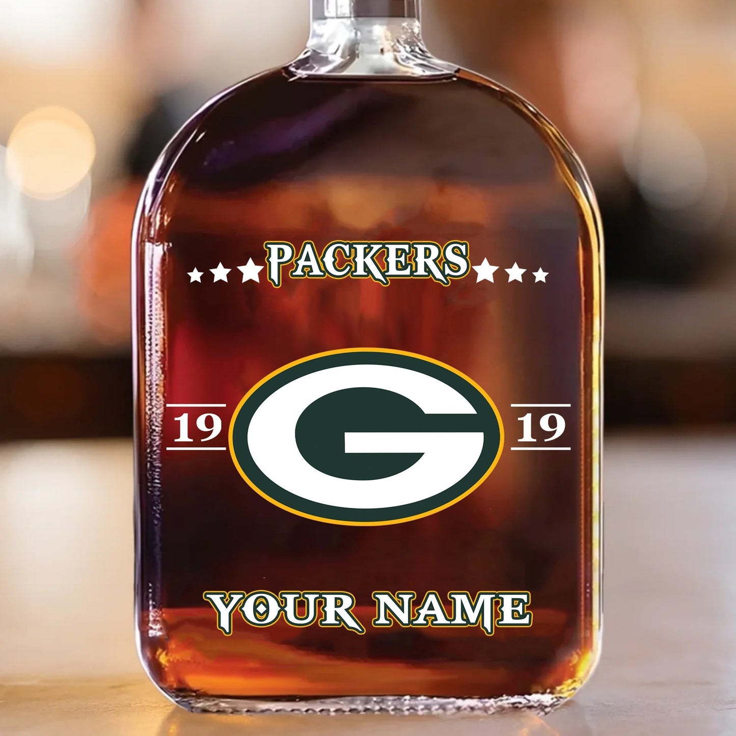 LIMITED EDITION - NEW CUSTOMIZED NFL08 GBP GREEN BAY PACKERS LUXURY WHISKEY BOTTLE 450ML