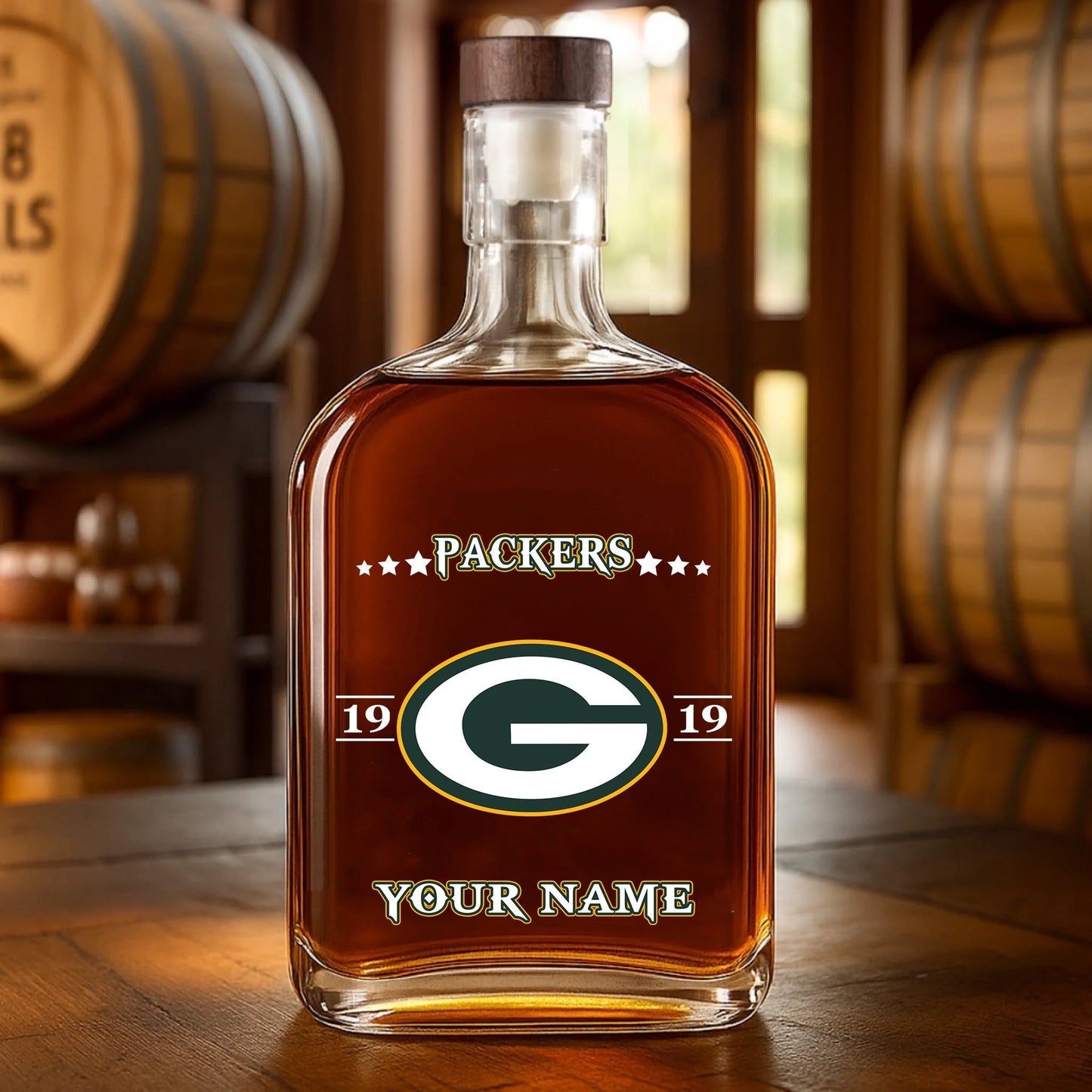 LIMITED EDITION - NEW CUSTOMIZED NFL08 GBP GREEN BAY PACKERS LUXURY WHISKEY BOTTLE 450ML