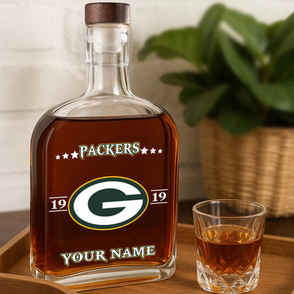 LIMITED EDITION - NEW CUSTOMIZED NFL08 GBP GREEN BAY PACKERS LUXURY WHISKEY BOTTLE 450ML