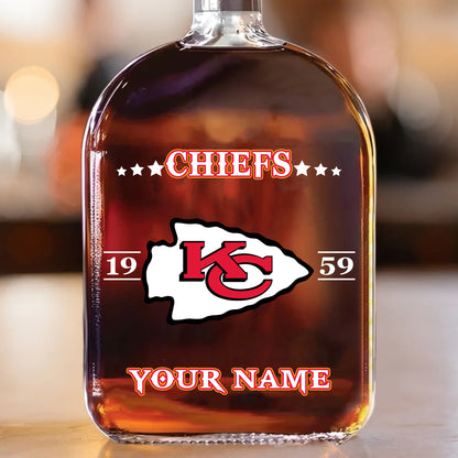 LIMITED EDITION - NEW CUSTOMIZED NFL01 KCC KANSAS CITY CHIEFS LUXURY WHISKEY BOTTLE 450ML