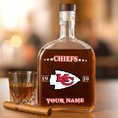 LIMITED EDITION - NEW CUSTOMIZED NFL01 KCC KANSAS CITY CHIEFS LUXURY WHISKEY BOTTLE 450ML