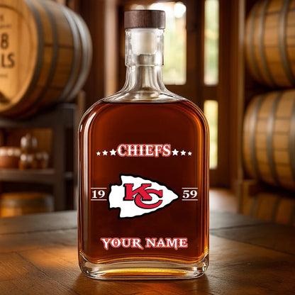 LIMITED EDITION - NEW CUSTOMIZED NFL01 KCC KANSAS CITY CHIEFS LUXURY WHISKEY BOTTLE 450ML