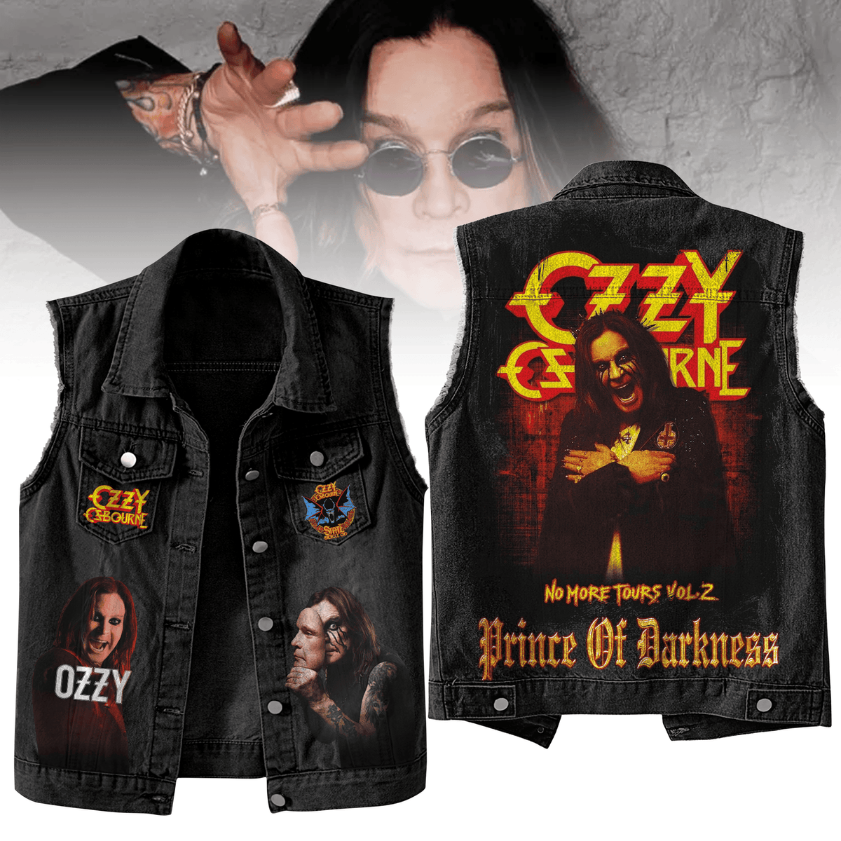 NEW PREMIUM BLACK SABBATH X OZZY OSBOURNE UNISEX SLEEVELESS JACKET