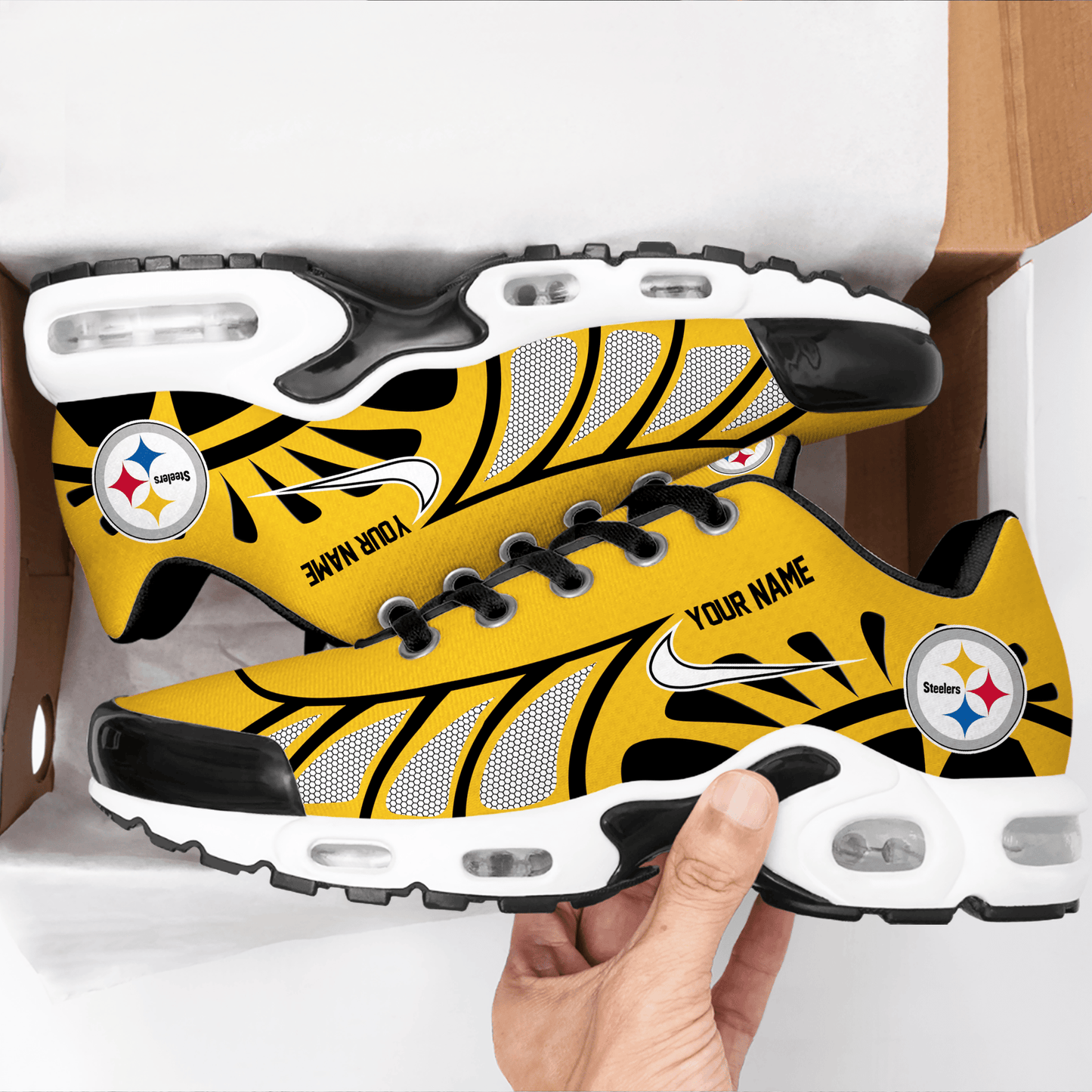 LIMITED EDITION - NEW CUSTOMIZED NFL14 PSB PITTSBURGH STEELERS UNISEX AIR MAX PLUS SNEAKERS