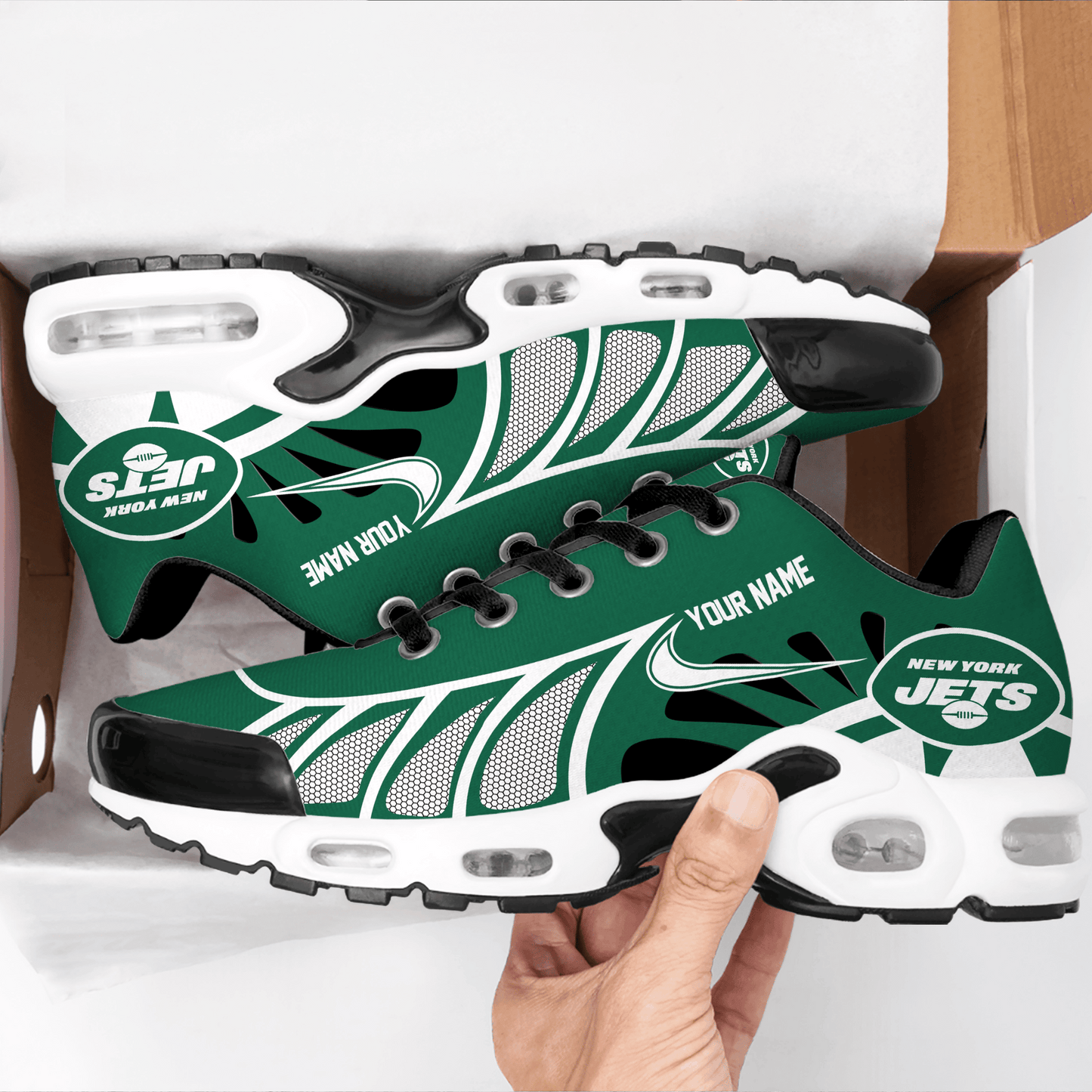 LIMITED EDITION - NEW CUSTOMIZED NFL25 NYJ NEW YORK JETS UNISEX AIR MAX PLUS SNEAKERS