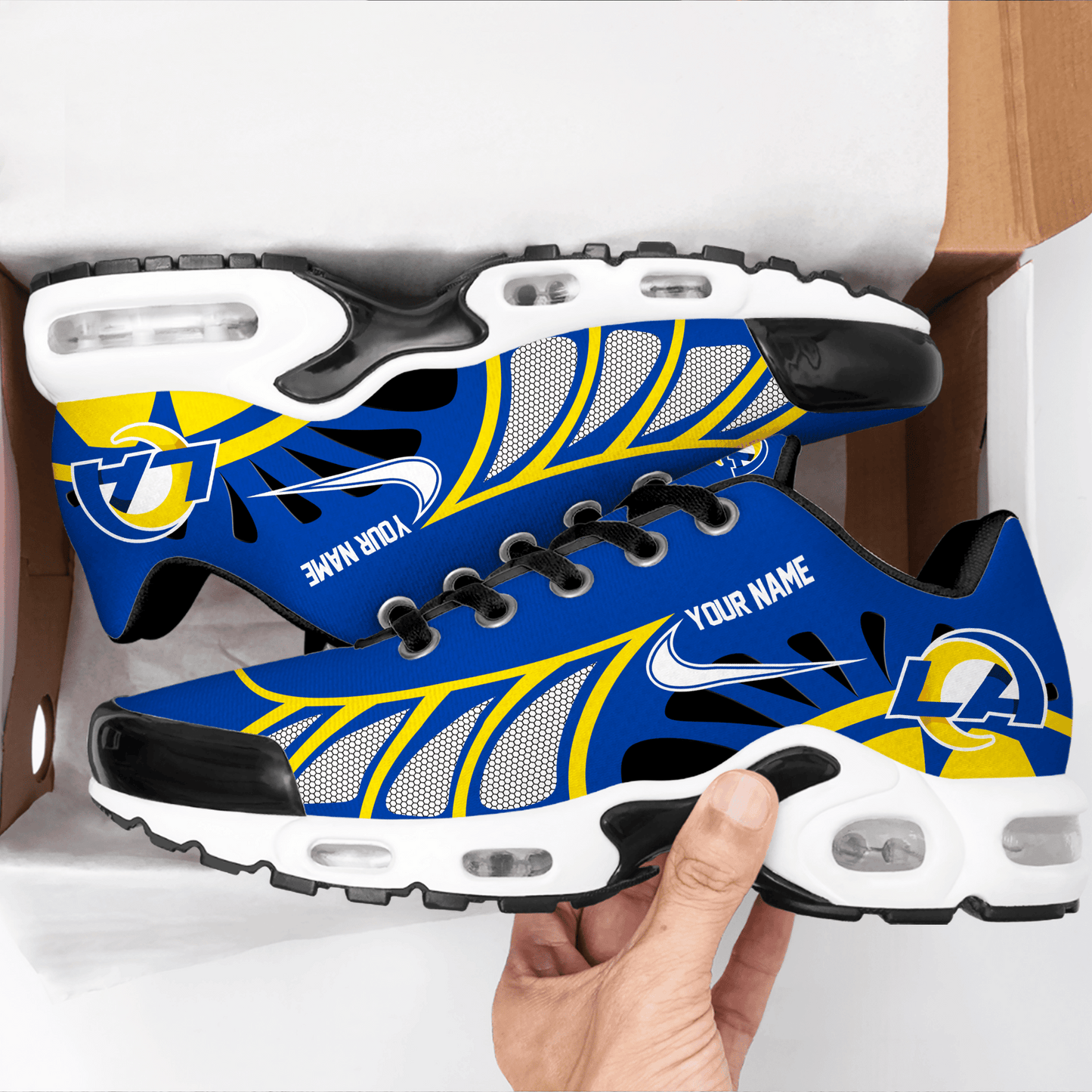 LIMITED EDITION - NEW CUSTOMIZED NFL22 LAR LOS ANGELES RAMS UNISEX AIR MAX PLUS SNEAKERS