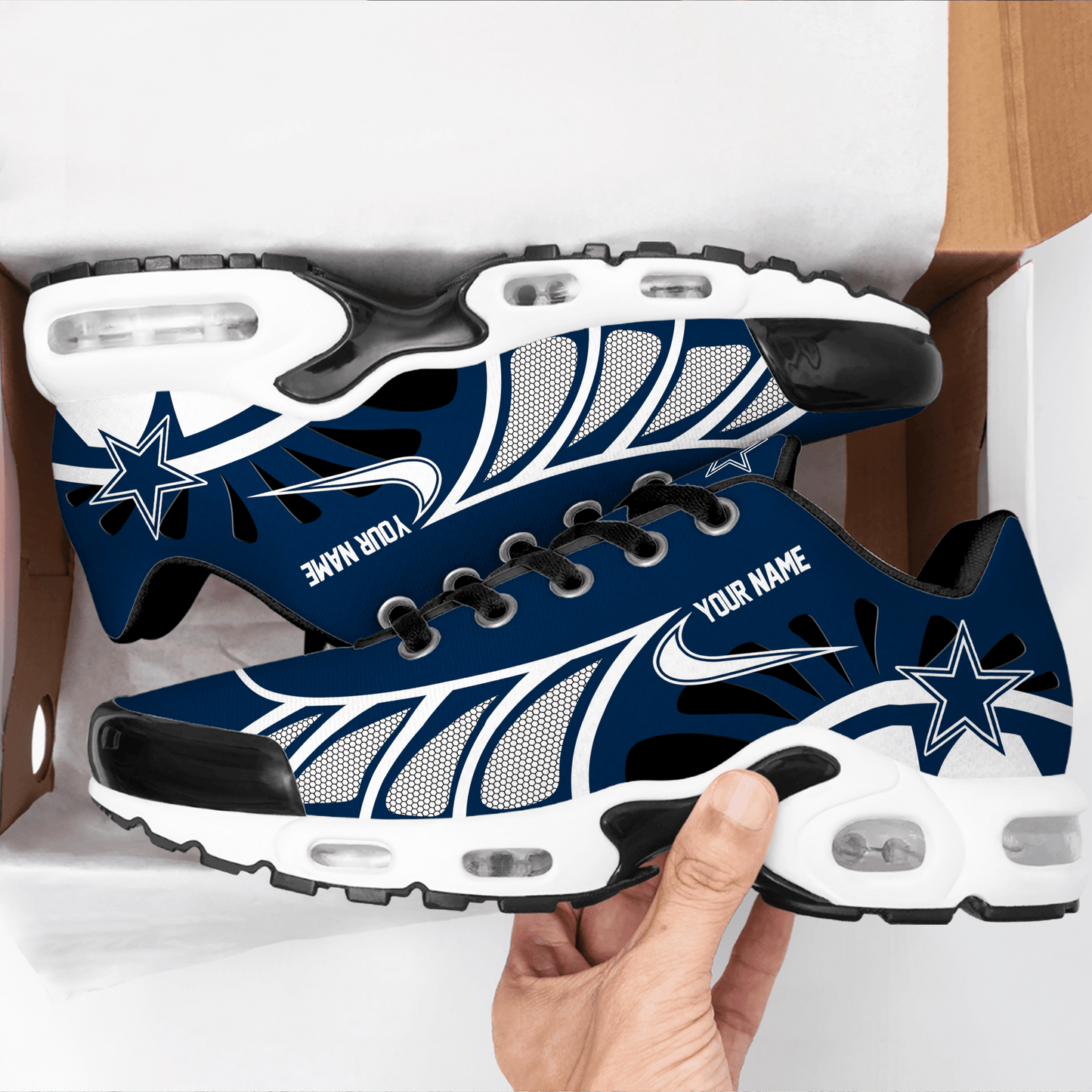 LIMITED EDITION - NEW CUSTOMIZED NFL21 DCB DALLAS COWBOYS UNISEX AIR MAX PLUS SNEAKERS