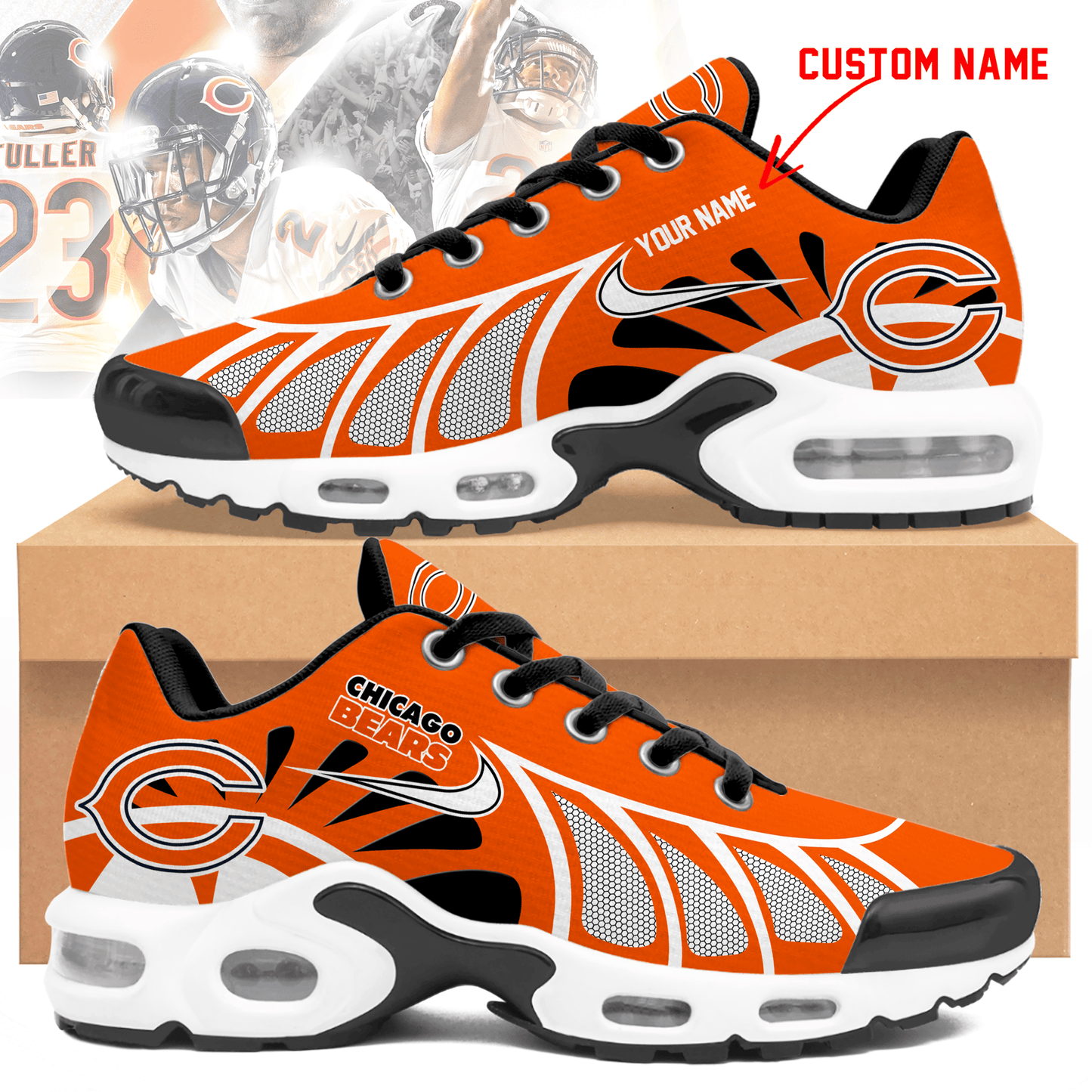 LIMITED EDITION - NEW CUSTOMIZED NFL26 CCB CHICAGO BEARS UNISEX AIR MAX PLUS SNEAKERS