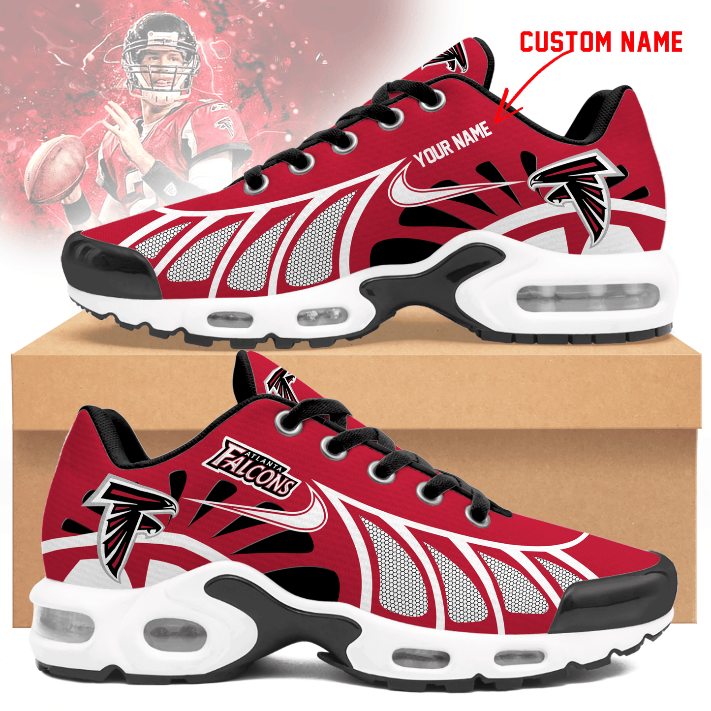 LIMITED EDITION - NEW CUSTOMIZED NFL18 ATF ATLANTA FALCONS UNISEX AIR MAX PLUS SNEAKERS