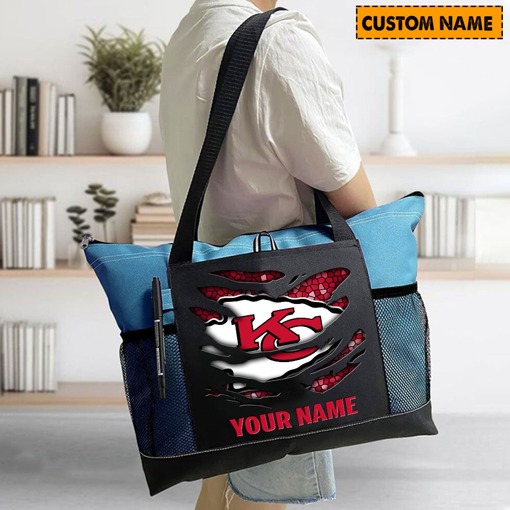 LIMITED EDITION - NEW CUSTOMIZED NFL01 KCC KANSAS CITY CHIEFS WATERPROOF TOTE BAG