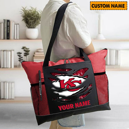 LIMITED EDITION - NEW CUSTOMIZED NFL01 KCC KANSAS CITY CHIEFS WATERPROOF TOTE BAG