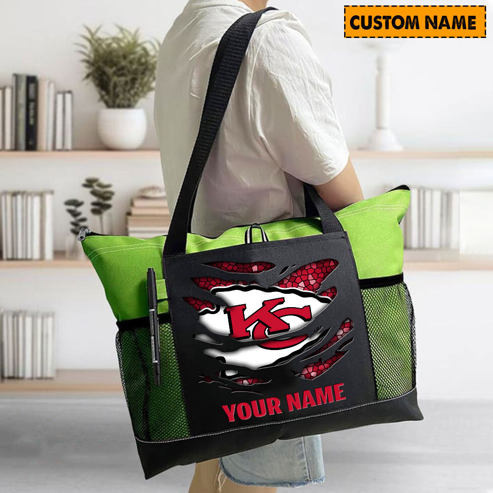 LIMITED EDITION - NEW CUSTOMIZED NFL01 KCC KANSAS CITY CHIEFS WATERPROOF TOTE BAG