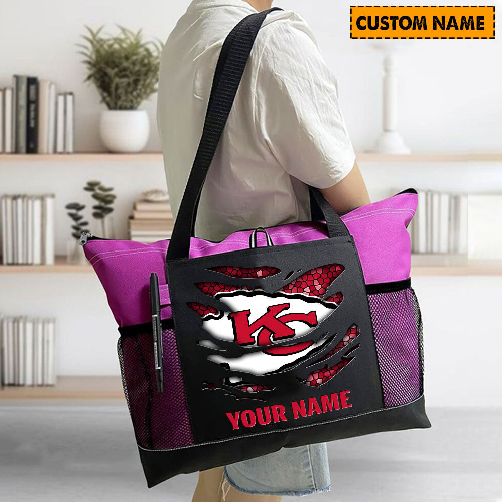 LIMITED EDITION - NEW CUSTOMIZED NFL01 KCC KANSAS CITY CHIEFS WATERPROOF TOTE BAG