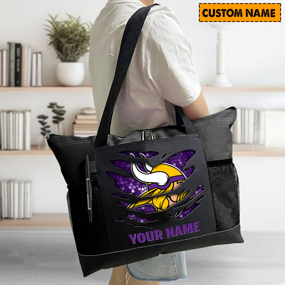 LIMITED EDITION - NEW CUSTOMIZED NFL05 MVK MINNESOTA VIKINGS WATERPROOF TOTE BAG