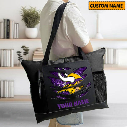 LIMITED EDITION - NEW CUSTOMIZED NFL05 MVK MINNESOTA VIKINGS WATERPROOF TOTE BAG