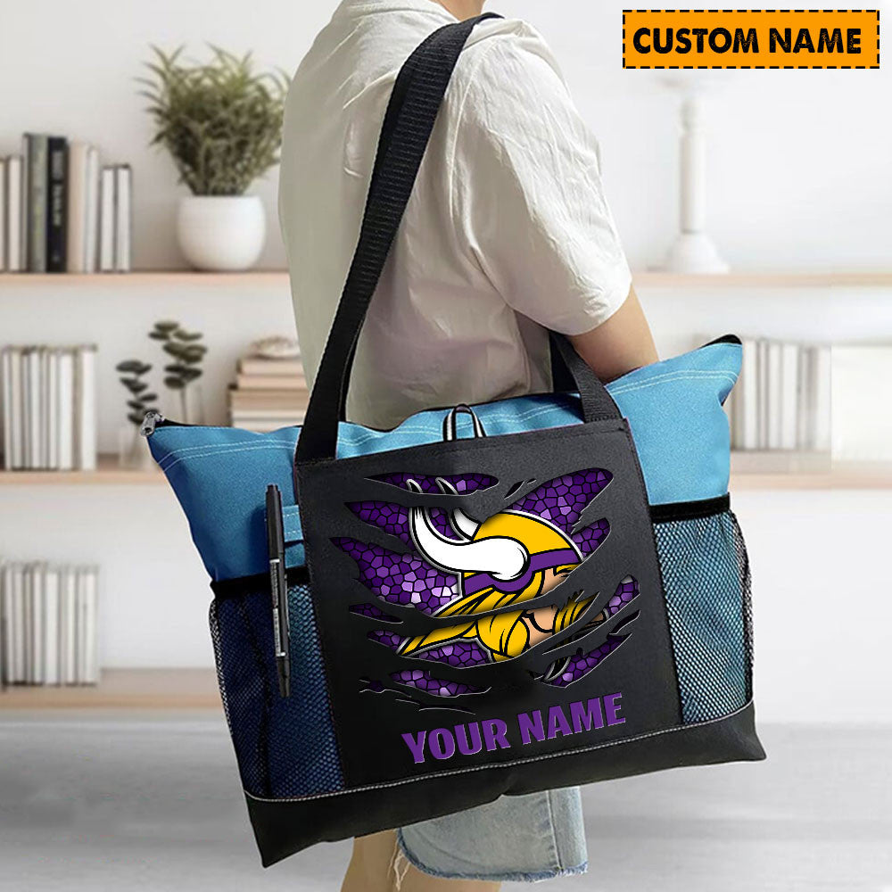 LIMITED EDITION - NEW CUSTOMIZED NFL05 MVK MINNESOTA VIKINGS WATERPROOF TOTE BAG
