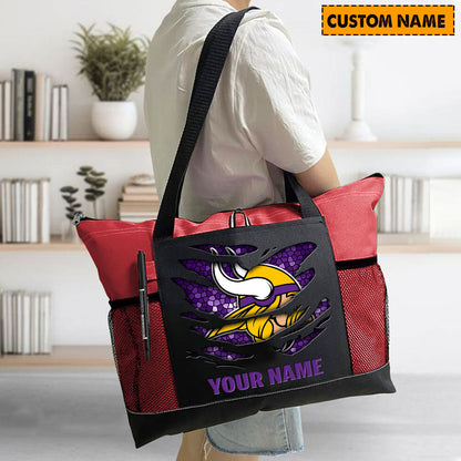 LIMITED EDITION - NEW CUSTOMIZED NFL05 MVK MINNESOTA VIKINGS WATERPROOF TOTE BAG
