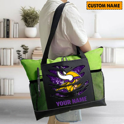 LIMITED EDITION - NEW CUSTOMIZED NFL05 MVK MINNESOTA VIKINGS WATERPROOF TOTE BAG