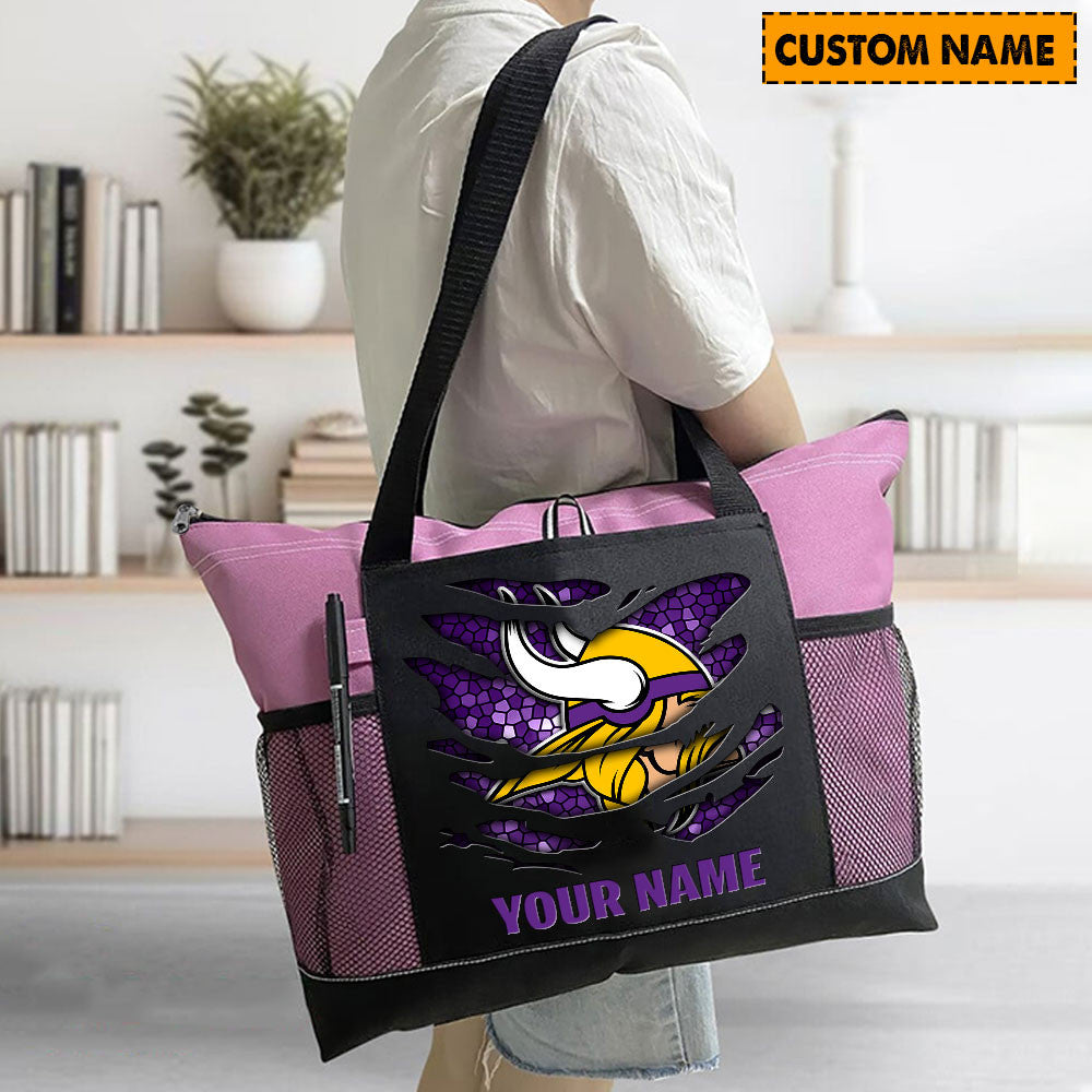 LIMITED EDITION - NEW CUSTOMIZED NFL05 MVK MINNESOTA VIKINGS WATERPROOF TOTE BAG