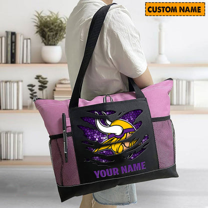 LIMITED EDITION - NEW CUSTOMIZED NFL05 MVK MINNESOTA VIKINGS WATERPROOF TOTE BAG