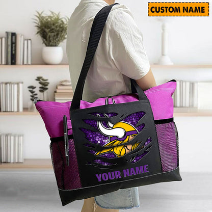 LIMITED EDITION - NEW CUSTOMIZED NFL05 MVK MINNESOTA VIKINGS WATERPROOF TOTE BAG