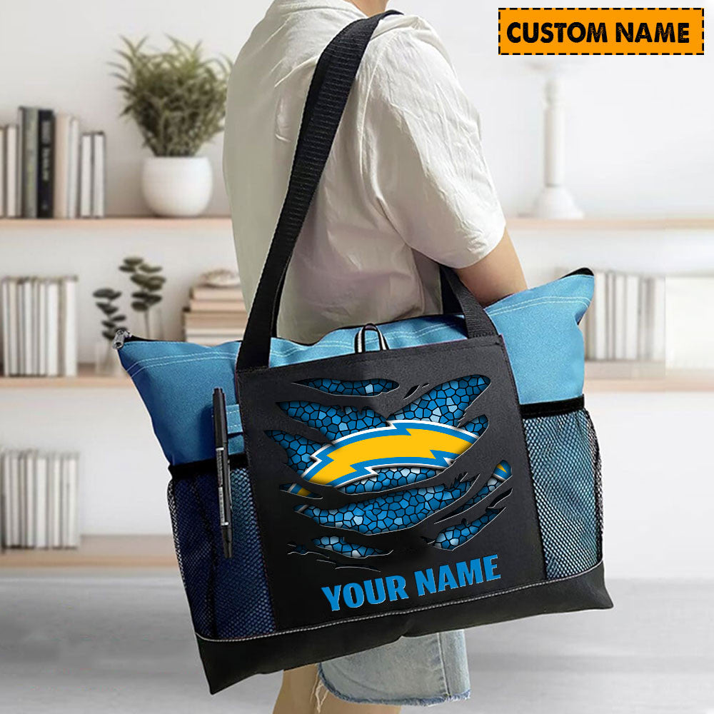 LIMITED EDITION - NEW CUSTOMIZED NFL09 LAC LOS ANGELES CHARGERS WATERPROOF TOTE BAG