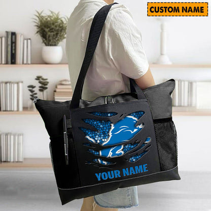 LIMITED EDITION - NEW CUSTOMIZED NFL04 DTL DETROIT LIONS WATERPROOF TOTE BAG