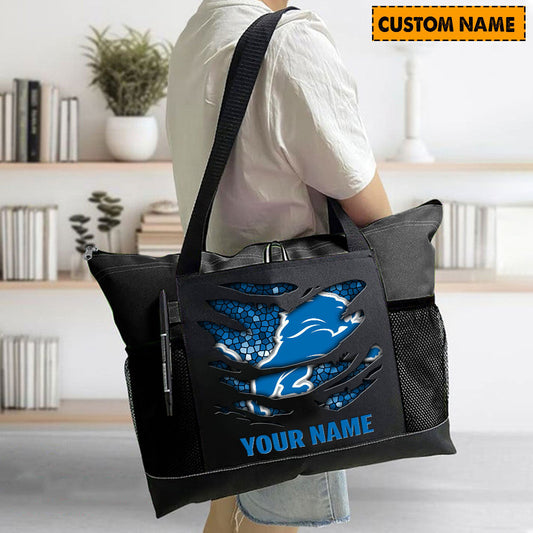 LIMITED EDITION - NEW CUSTOMIZED NFL04 DTL DETROIT LIONS WATERPROOF TOTE BAG