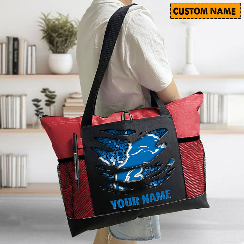 LIMITED EDITION - NEW CUSTOMIZED NFL04 DTL DETROIT LIONS WATERPROOF TOTE BAG