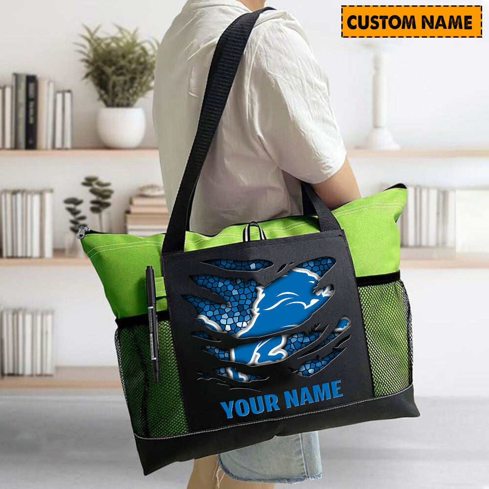 LIMITED EDITION - NEW CUSTOMIZED NFL04 DTL DETROIT LIONS WATERPROOF TOTE BAG
