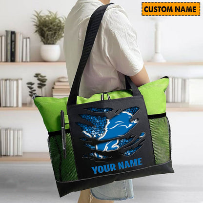 LIMITED EDITION - NEW CUSTOMIZED NFL04 DTL DETROIT LIONS WATERPROOF TOTE BAG