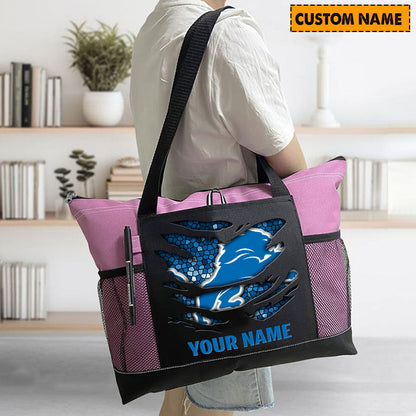 LIMITED EDITION - NEW CUSTOMIZED NFL04 DTL DETROIT LIONS WATERPROOF TOTE BAG