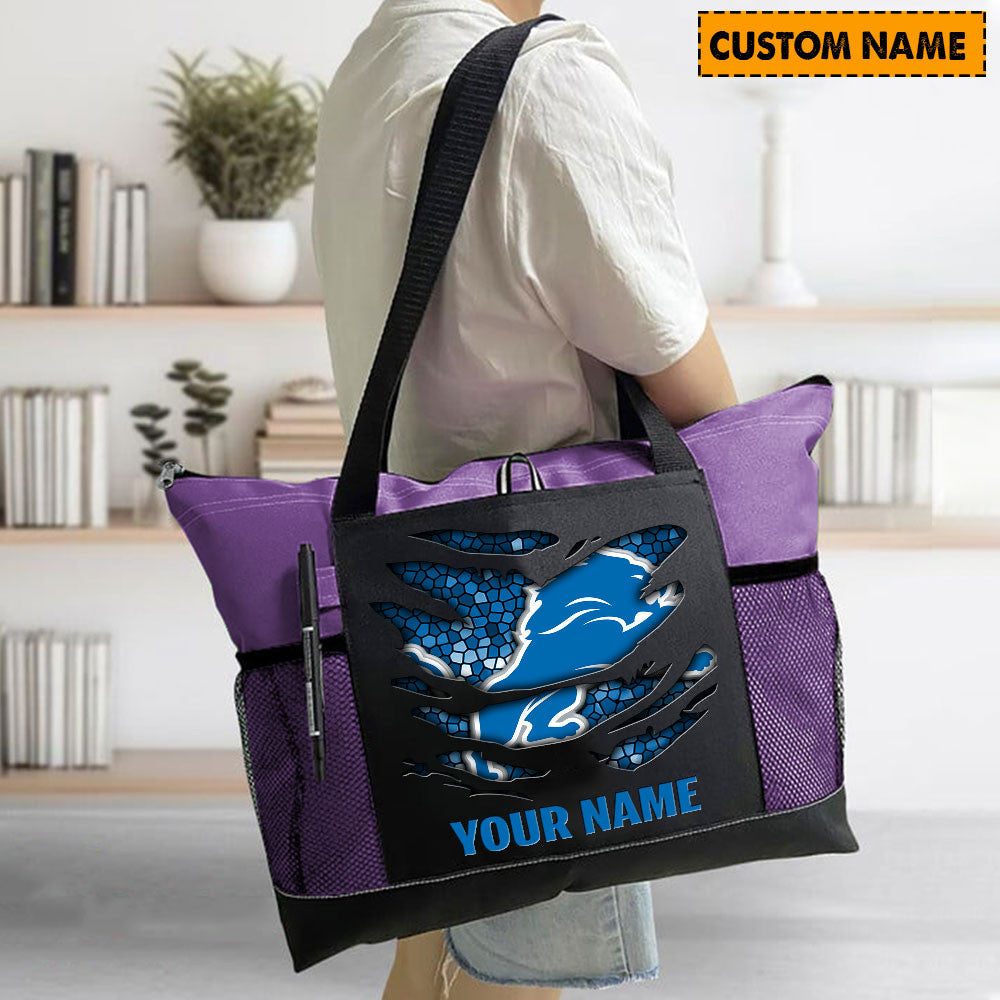 LIMITED EDITION - NEW CUSTOMIZED NFL04 DTL DETROIT LIONS WATERPROOF TOTE BAG