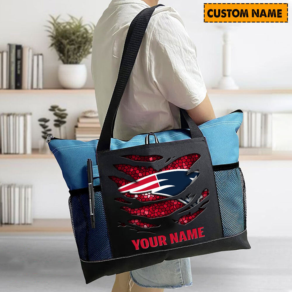LIMITED EDITION - NEW CUSTOMIZED NFL27 NEP NEW ENGLAND PATRIOTS WATERPROOF TOTE BAG