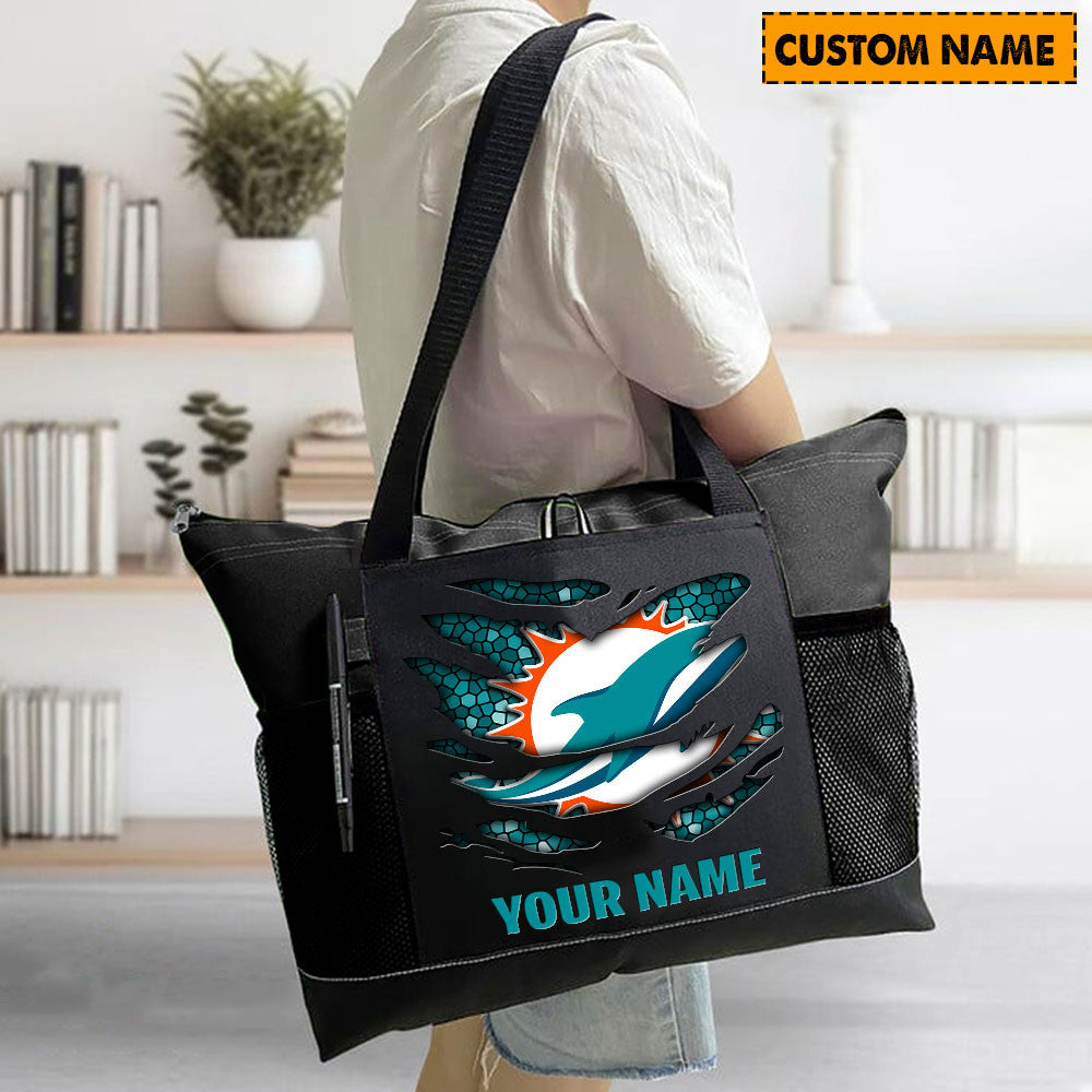 LIMITED EDITION - NEW CUSTOMIZED NFL19 MDP MIAMI DOLPHINS WATERPROOF TOTE BAG