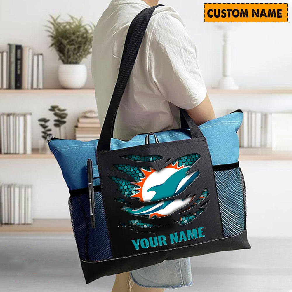 LIMITED EDITION - NEW CUSTOMIZED NFL19 MDP MIAMI DOLPHINS WATERPROOF TOTE BAG