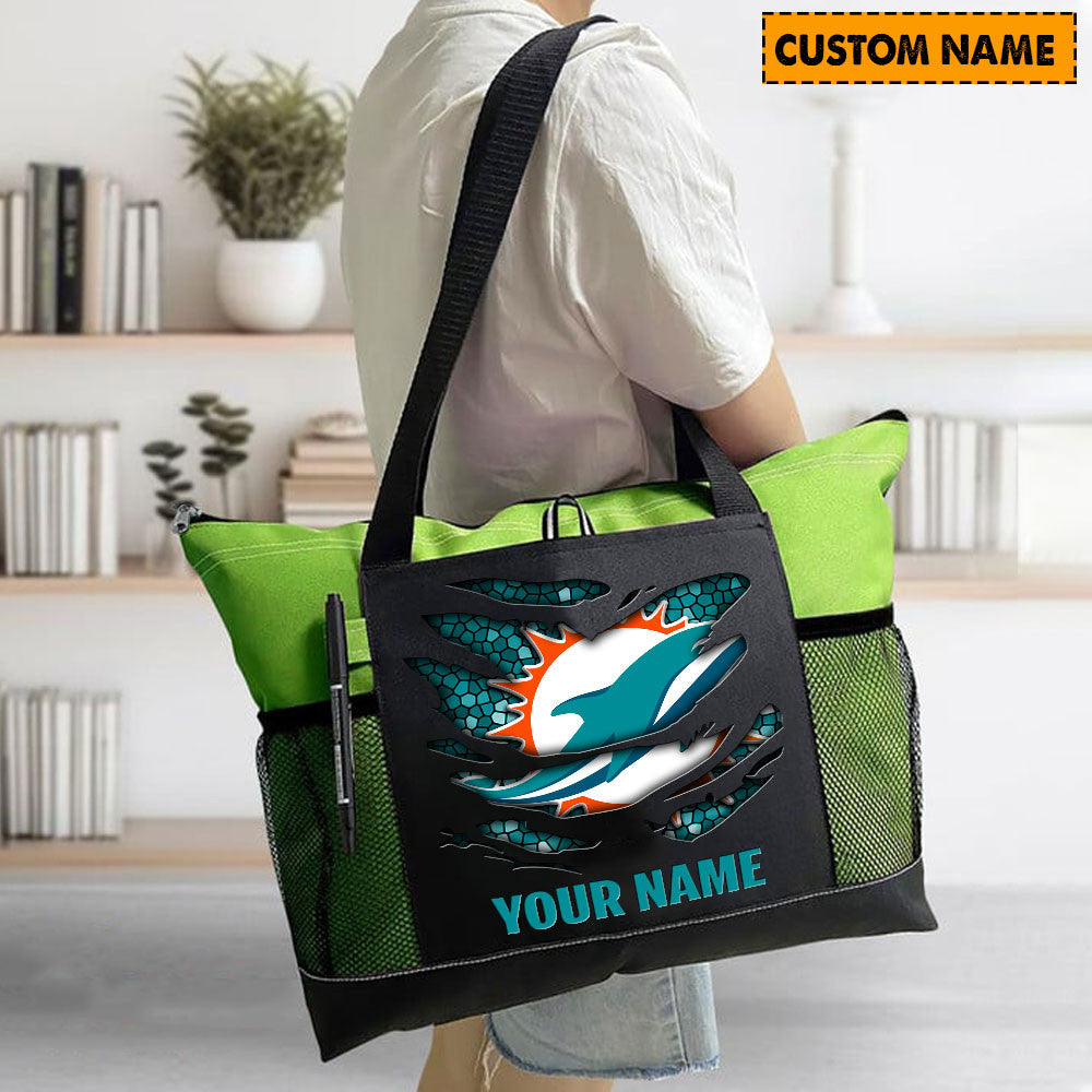 LIMITED EDITION - NEW CUSTOMIZED NFL19 MDP MIAMI DOLPHINS WATERPROOF TOTE BAG