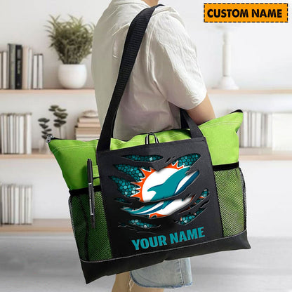 LIMITED EDITION - NEW CUSTOMIZED NFL19 MDP MIAMI DOLPHINS WATERPROOF TOTE BAG