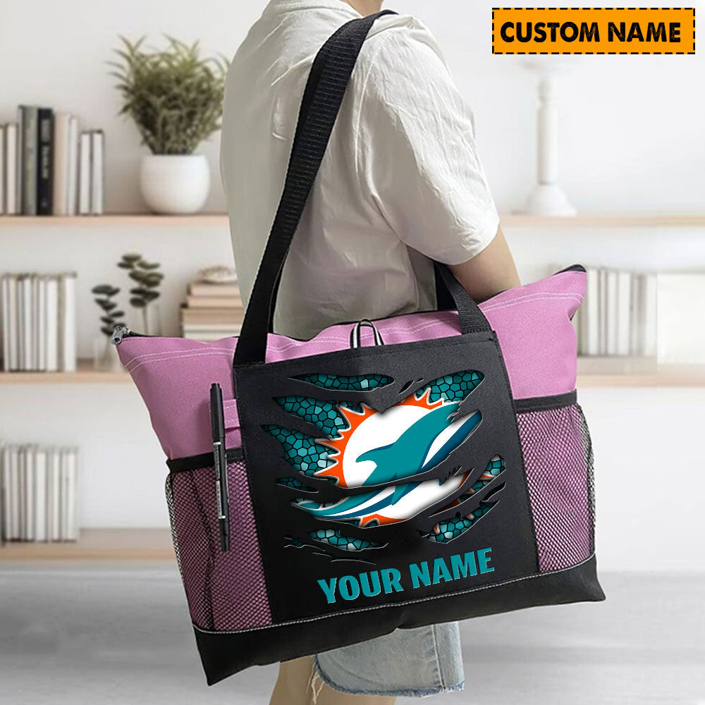LIMITED EDITION - NEW CUSTOMIZED NFL19 MDP MIAMI DOLPHINS WATERPROOF TOTE BAG
