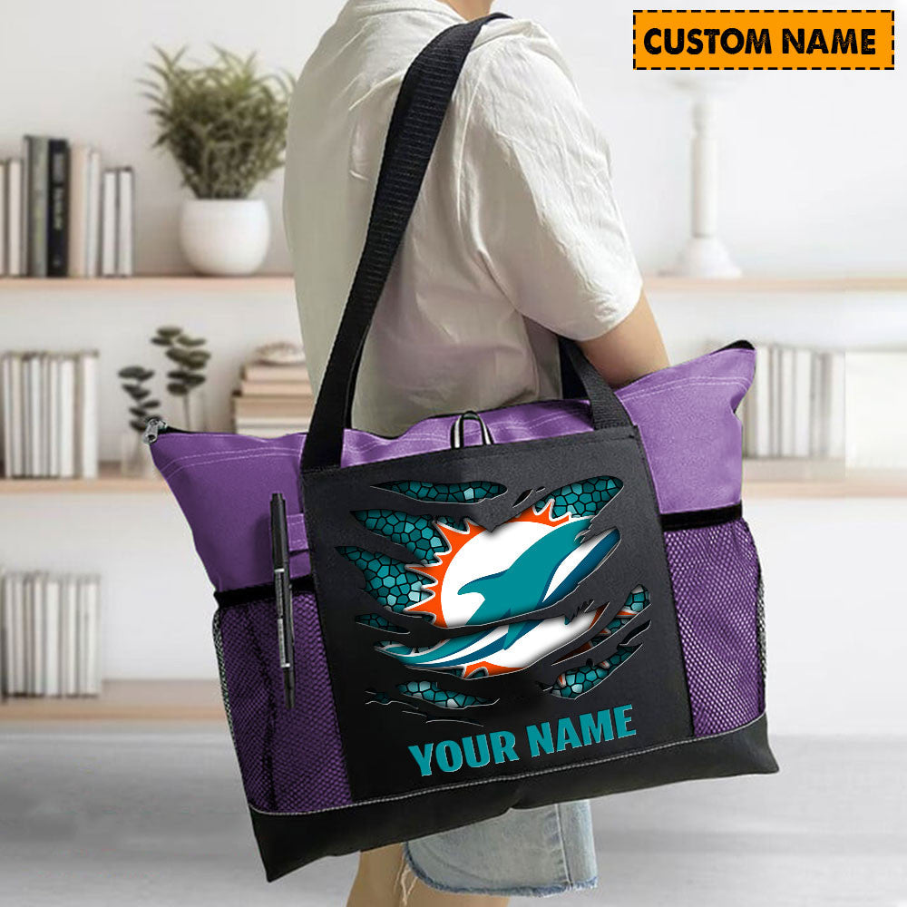 LIMITED EDITION - NEW CUSTOMIZED NFL19 MDP MIAMI DOLPHINS WATERPROOF TOTE BAG