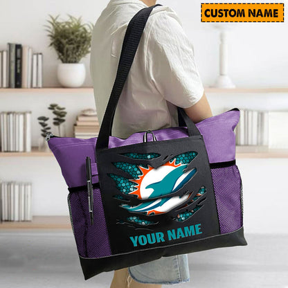 LIMITED EDITION - NEW CUSTOMIZED NFL19 MDP MIAMI DOLPHINS WATERPROOF TOTE BAG