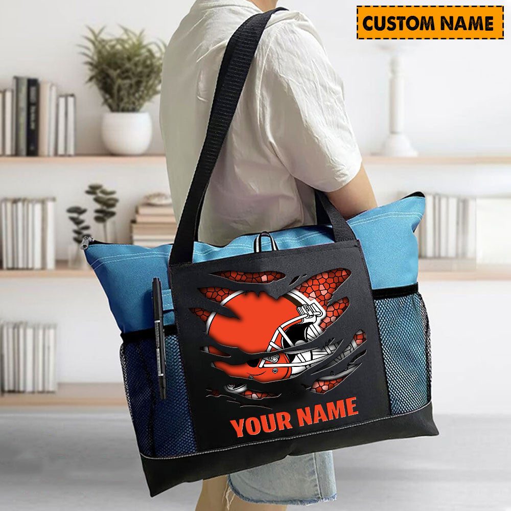LIMITED EDITION - NEW CUSTOMIZED NFL29 CLB CLEVELAND BROWNS WATERPROOF TOTE BAG