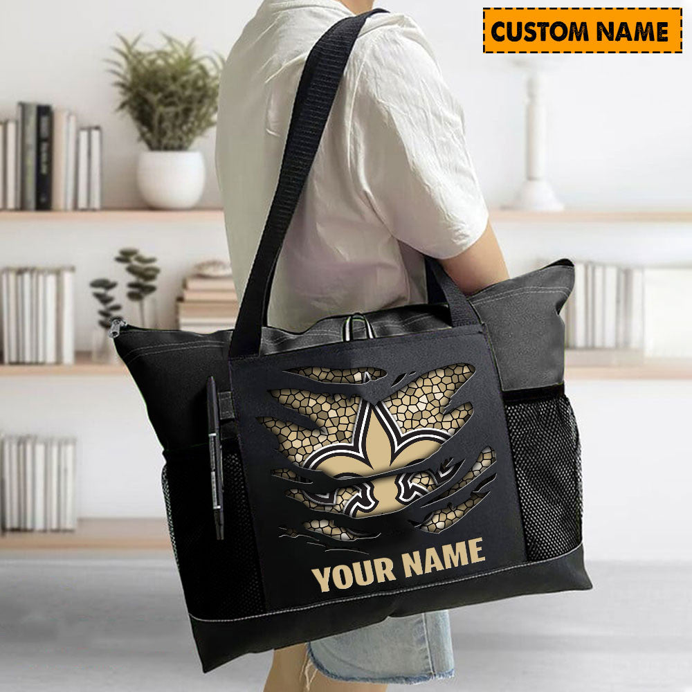 LIMITED EDITION - NEW CUSTOMIZED NFL24 NOS NEW ORLEANS SAINTS WATERPROOF TOTE BAG
