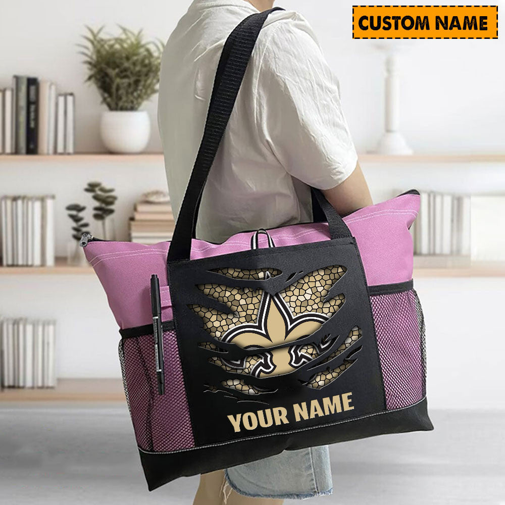 LIMITED EDITION - NEW CUSTOMIZED NFL24 NOS NEW ORLEANS SAINTS WATERPROOF TOTE BAG