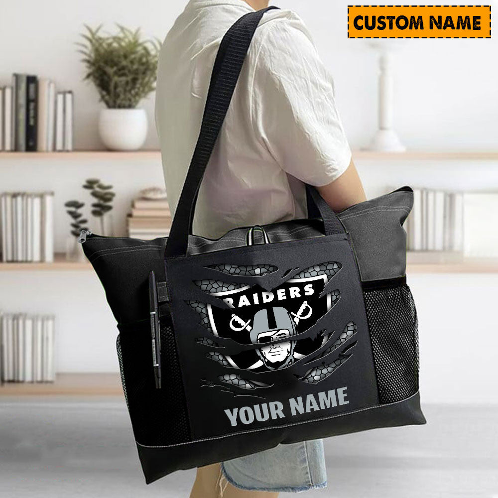LIMITED EDITION - NEW CUSTOMIZED NFL07 LVR LAS VEGAS RAIDERS WATERPROOF TOTE BAG