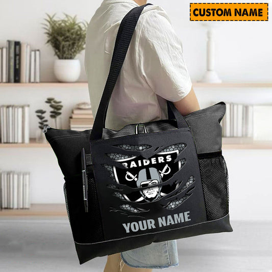 LIMITED EDITION - NEW CUSTOMIZED NFL07 LVR LAS VEGAS RAIDERS WATERPROOF TOTE BAG