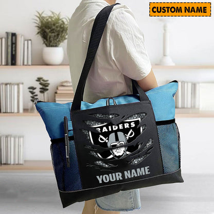 LIMITED EDITION - NEW CUSTOMIZED NFL07 LVR LAS VEGAS RAIDERS WATERPROOF TOTE BAG