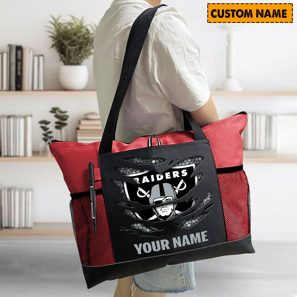 LIMITED EDITION - NEW CUSTOMIZED NFL07 LVR LAS VEGAS RAIDERS WATERPROOF TOTE BAG