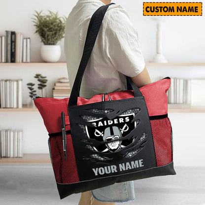 LIMITED EDITION - NEW CUSTOMIZED NFL07 LVR LAS VEGAS RAIDERS WATERPROOF TOTE BAG