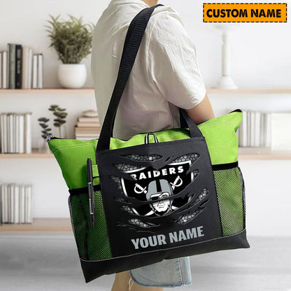 LIMITED EDITION - NEW CUSTOMIZED NFL07 LVR LAS VEGAS RAIDERS WATERPROOF TOTE BAG